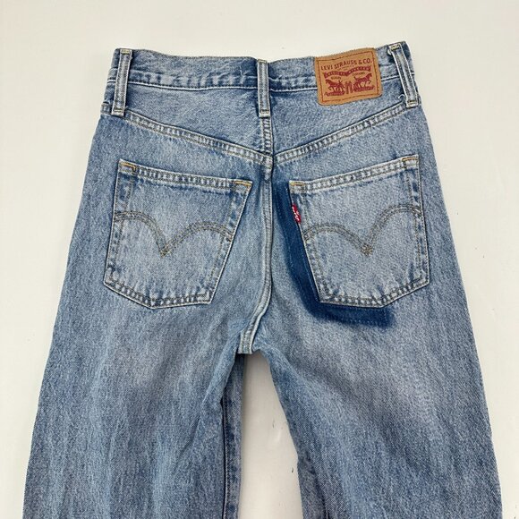 Levi's Ribcage Straight Ankle Distressed Raw Hem Button Fly Women's size 25 Jean - Picture 6 of 6